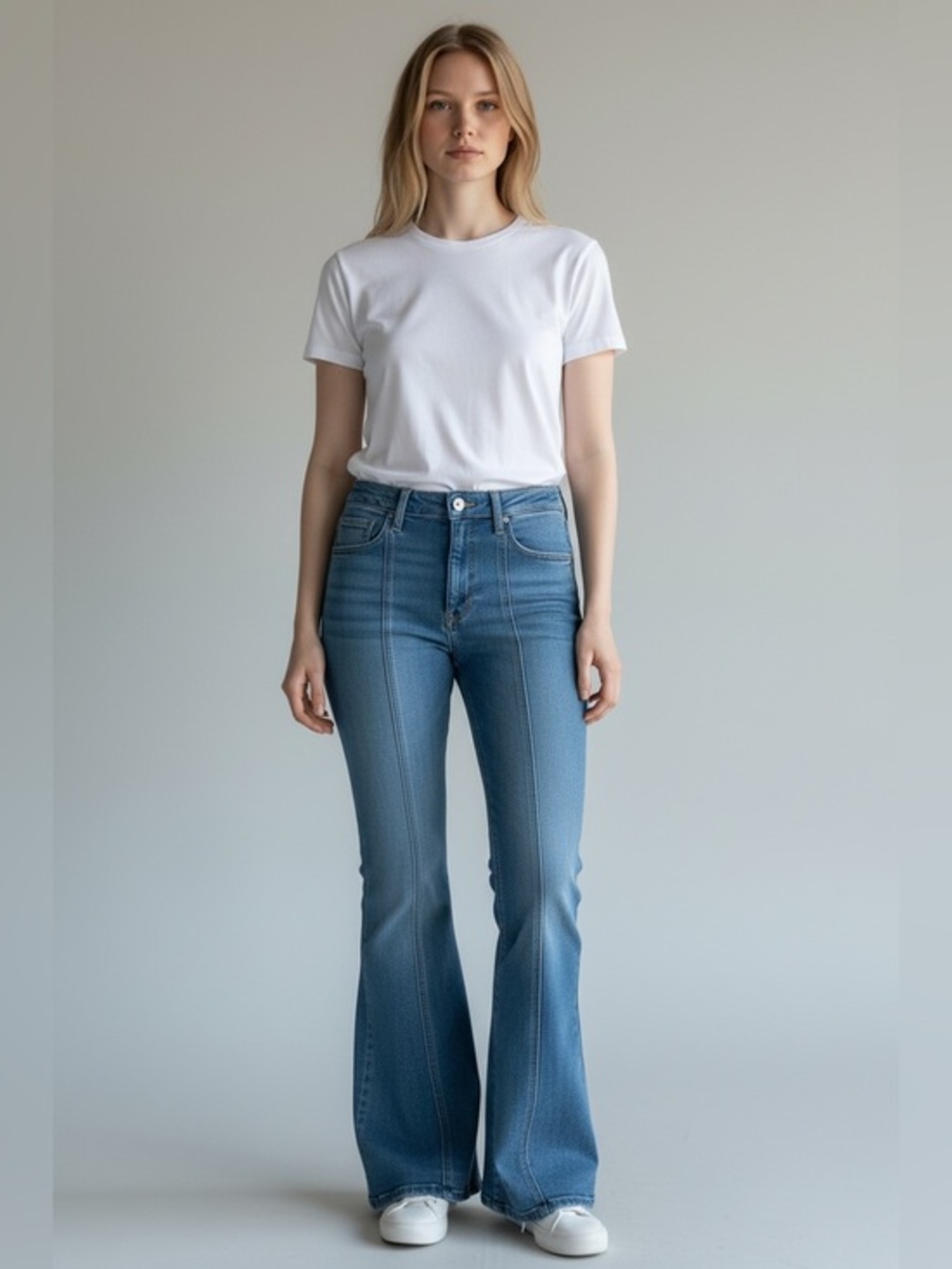 Alice + Olivia Womens Sz 24 x 30 Beautiful High Rise Seamed Bell denim Jeans